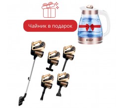 Пылесос HAUSLER Corded stik vacuum cleaner HLS-06TT5NCGBS золотистый + Электрочайник HAUSLER HLS-1803G золотистый